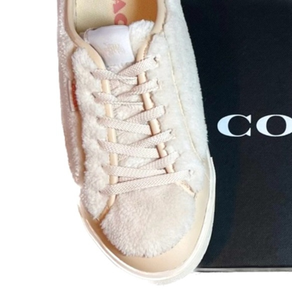 Coach Citysole Shearling Sherpa Platform Sneakers White and Cream Size 8 NWT - Picture 6 of 7
